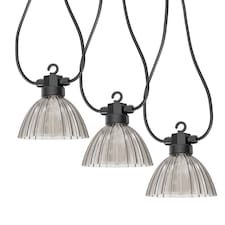 ValueLights 6 Battery Operated Smoked Pleat LED Outdoor Garden String Lights | Grey