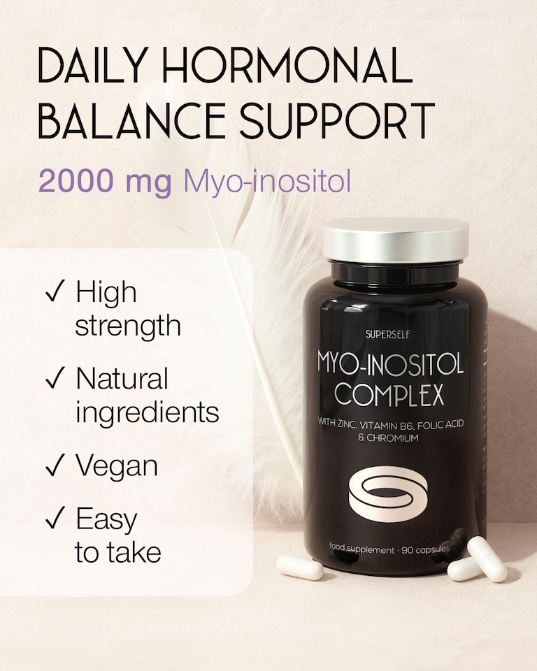 image 1 of SuperSelf Myo-Inositol Complex 2000mg with Zinc, Folic Acid, Vitamin B6 & Chromium 90 Vegan Capsules