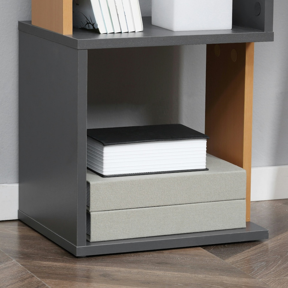 image 1 of HOMCOM 5-Tier Bookshelf Freestanding Bookcase Storage Shelves, Dark Grey