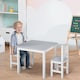 image 2 of HOMCOM Kids Table and 2 Chairs Set 3 Pieces Toddler Multi-usage Desk Indoor | Grey