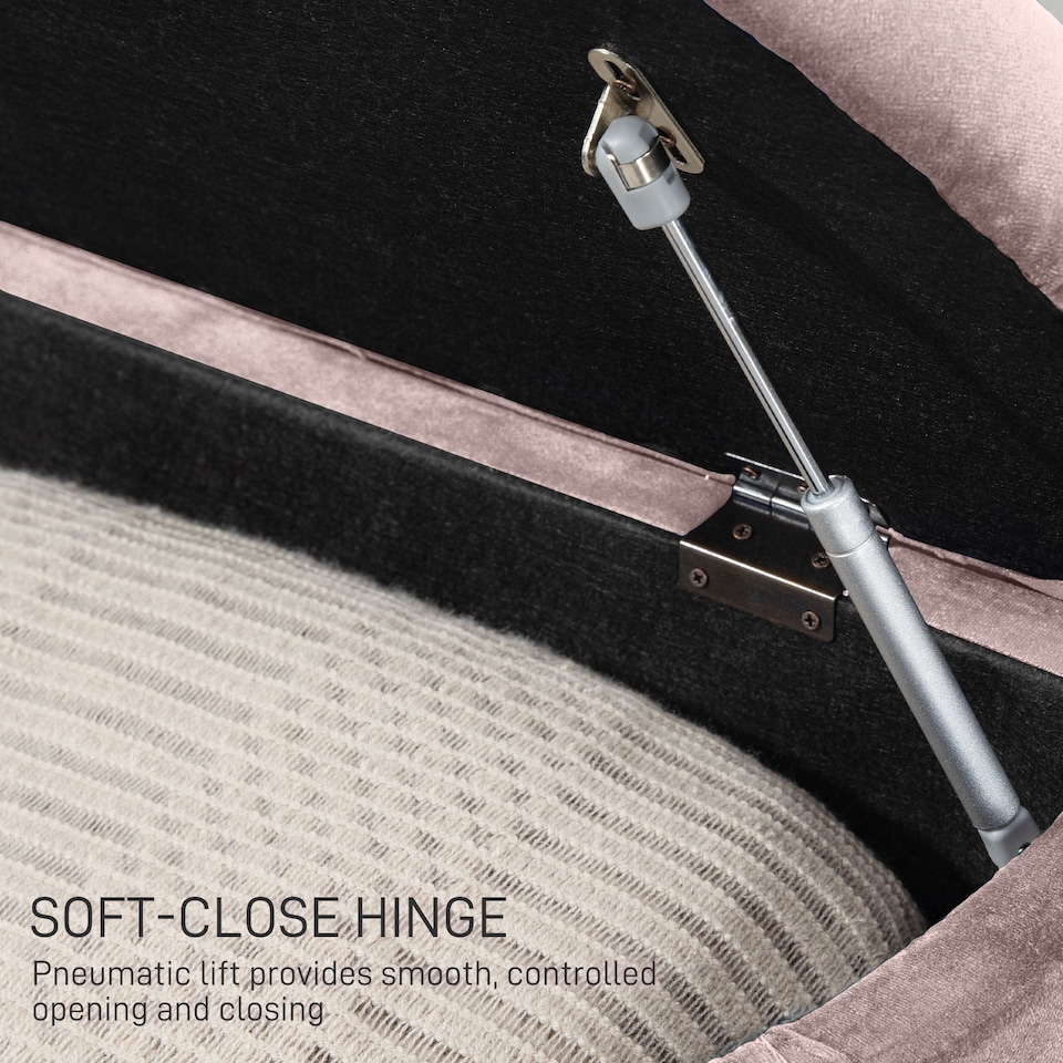 image 1 of HOMCOM Semi-Circle Ottoman Storage Bench, Bed End Bench, Tufted Upholstered Window Seat Footrest Stool with Rubberwood Legs for Bedroom & Entryway, 120 x 46 x 42 cm, Pink