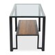 image 4 of Interiors by Premier Roman Console Table, Rectangular Tempered Glass Top on Black Metal Frame, Teak‑Wood Lower Shelf Console Black