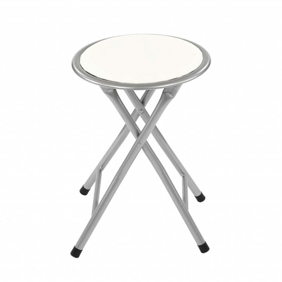 image 1 of Oypla White Padded Folding Breakfast Kitchen Bar Stool Seat