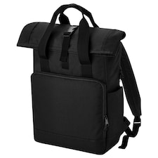 Bagbase Unisex Adult Roll Top Recycled Twin Handle Backpack - Black - One Size
