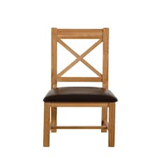 Berkeley Solid Oak and Leather Dining Chairs for Dining Room or Kitchen | Brown | Brown