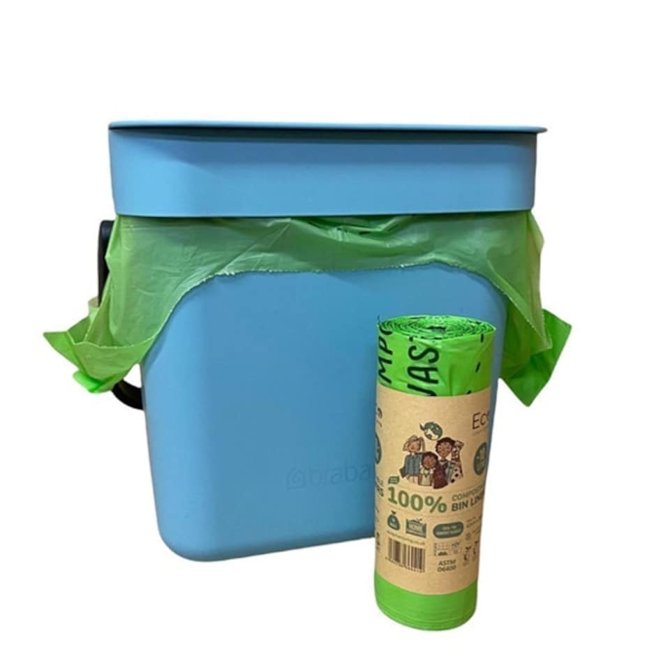 image 1 of Eco Green Living Plastic Free Bin Liners, Designed to Break Down Naturally Leakproof, Strong Food Waste Bin Bags 10 Liters 18 Bags 4 Pack