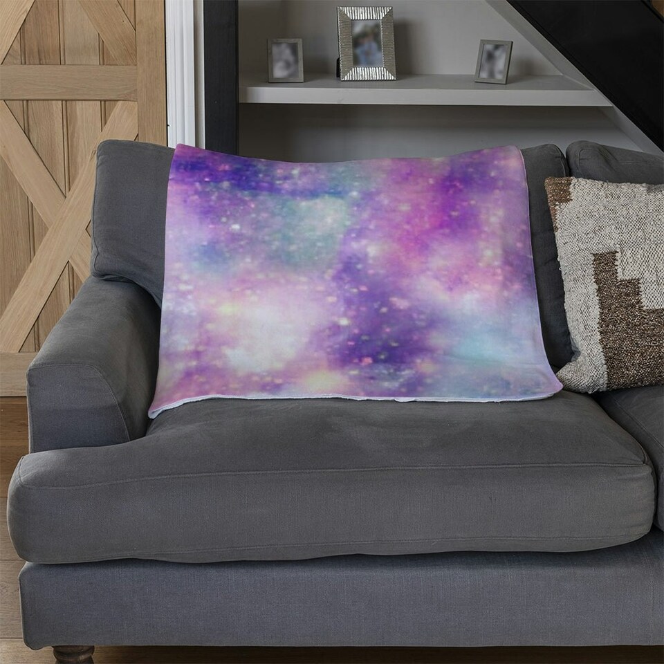 image 1 of Starry Galaxy Print in Unicorn Colours (Blanket)