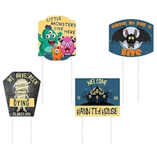 Halloween Cute Characters Cardboard Garden Signs - Pack of 4