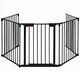image 1 of COSTWAY 5 Panel Fireplace Fence Room Divider Black