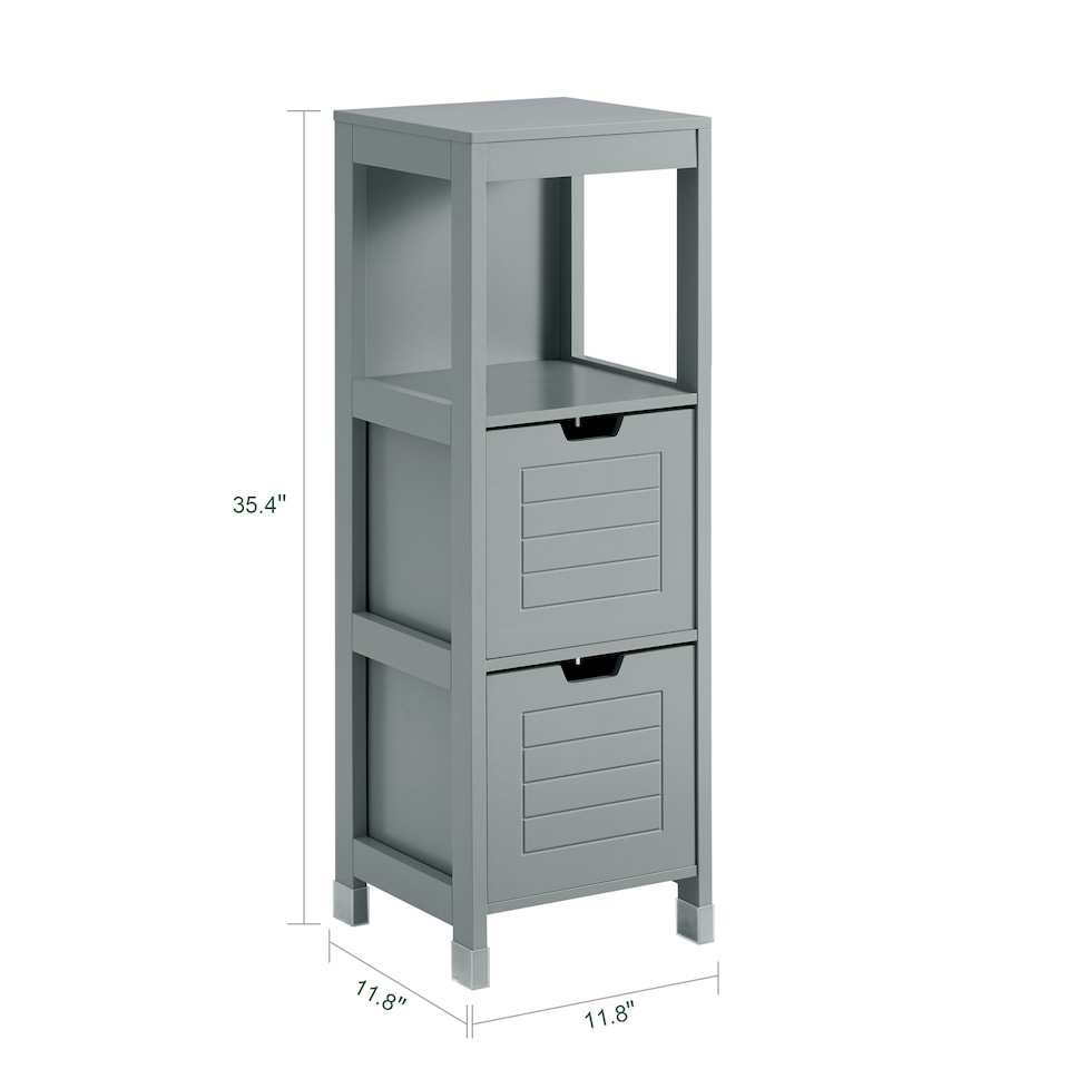 image 1 of SoBuy FRG127-SG,Narrow Bathroom Cabinet with 2 Drawers and 1 Shelf | Grey | Grey | 1