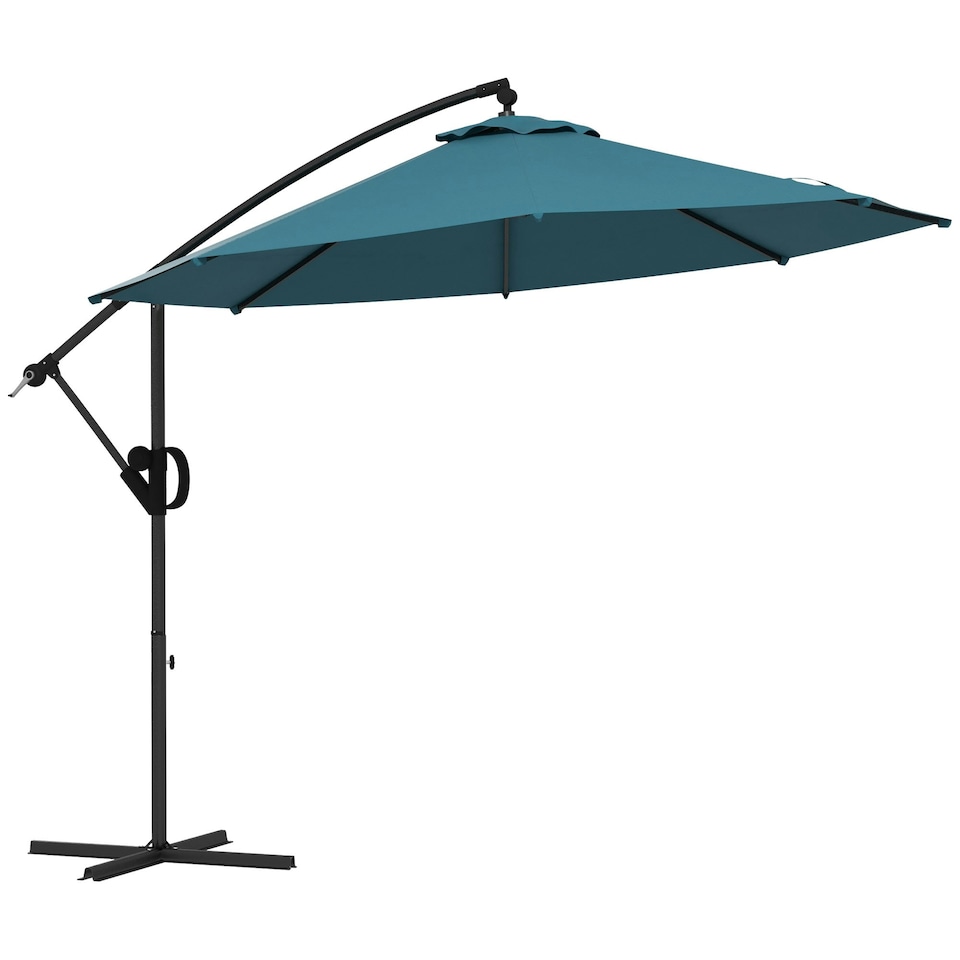 image 1 of Outsunny 3(m) Cantilever Parasol with Cross Base, Crank Handle, Tilt, Cream