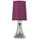 image 2 of ValueLights Small Modern Chrome Touch Table Lamp With Purple Fabric Shade - Includes 5w LED Dimmable Candle Bulb 3000K Warm White