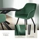 image 4 of Dining Chair Marilyn - with armrests, padded, velvet look, black steel legs - Set of 4 Green | Dark Green/Black