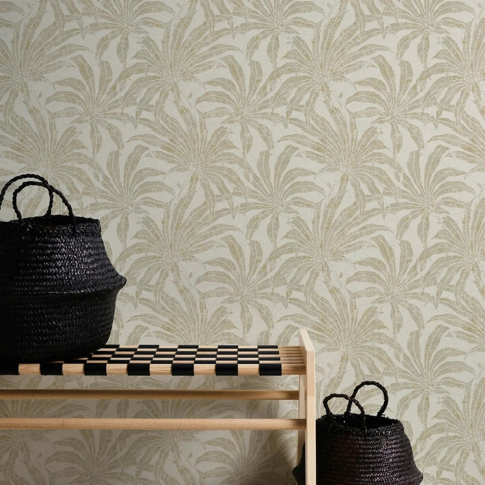 image 1 of Gentle Palms Wallpaper in Cream Multi