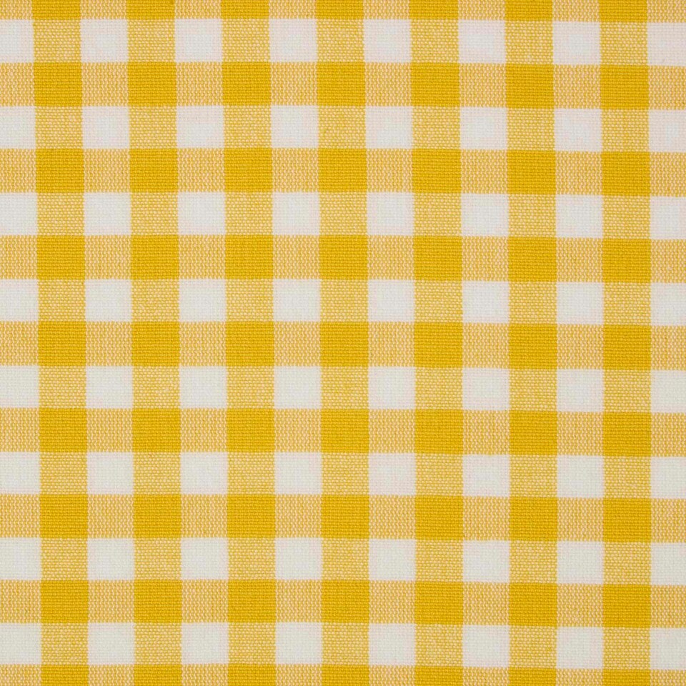 image 1 of Homescapes Pure Cotton Gingham Check Yellow Fabric 150cm Wide | Yellow | 150cm(60") wide, sold per metre length