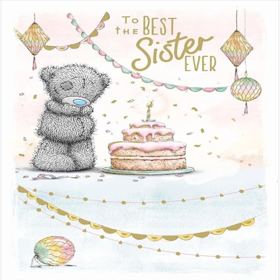 image 1 of Bear With Cake And Candle Sister Birthday Card