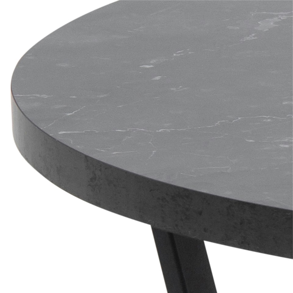 image 1 of Amble Round Coffee Table with Black Marble Melamine Top & Black Legs