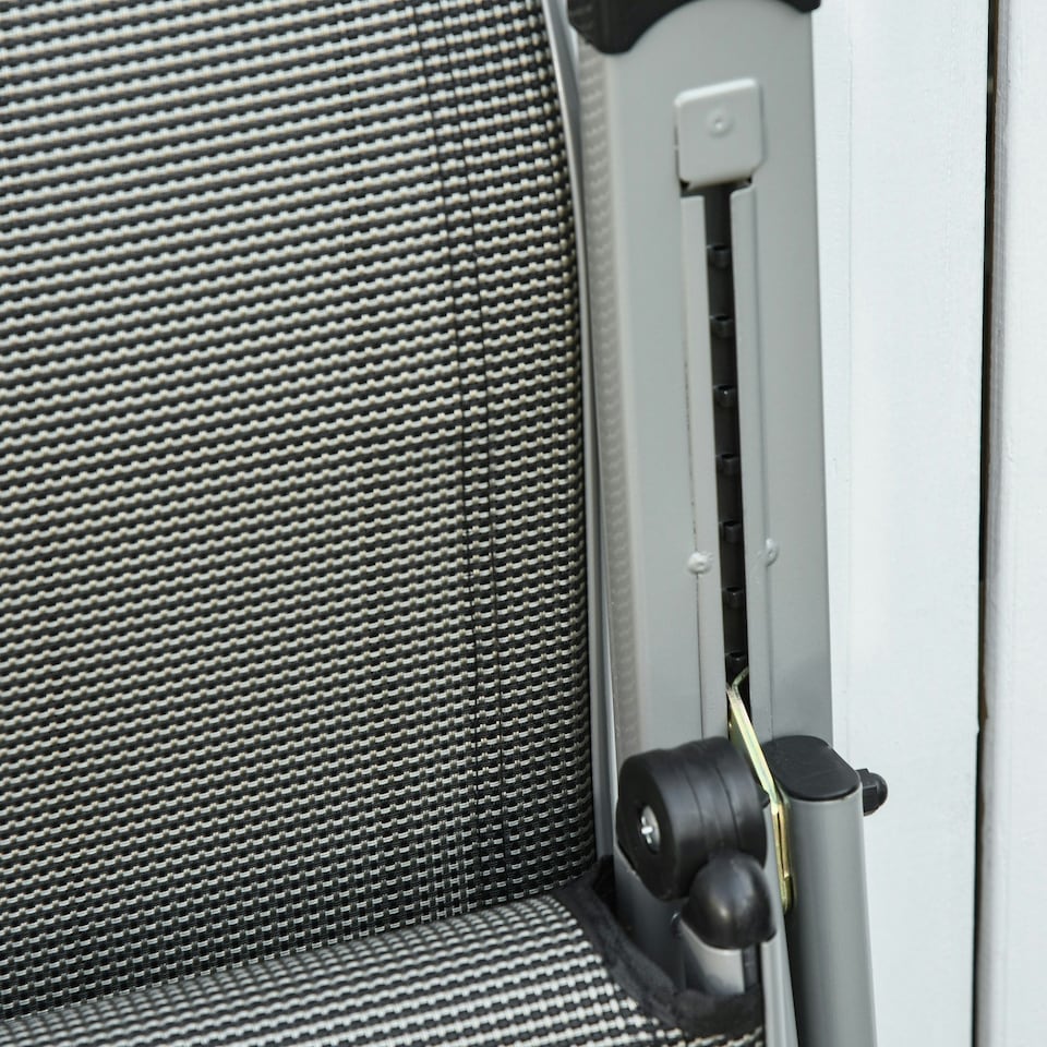 image 1 of Outdoor Reclining Garden Chair Set of 2, 10-Position Adjustable Folding Sun Lounger Zero Gravity Chairs with Texteline Seat, Armrests and Footrest for Patio, Grey