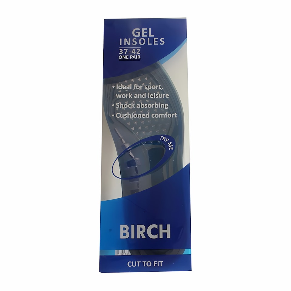 image 1 of BIRCH Ladies Gel Insoles - Shock Absorption & Arch Support Sizes 37-42 | Blue