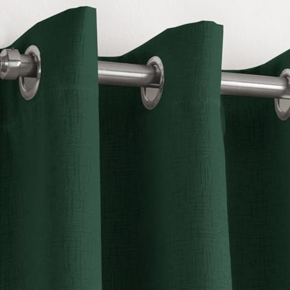 image 1 of Vogue Dark Green Curtains 46 x 54 inch (117 x 137 cm) Room Darkening Eyelet Thermal Noise Reducing Curtains for Bedroom and Living Room