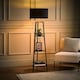image 2 of ValueLights Hiru Black 3 Tier Floor Shelf Lamp Black Shade Black