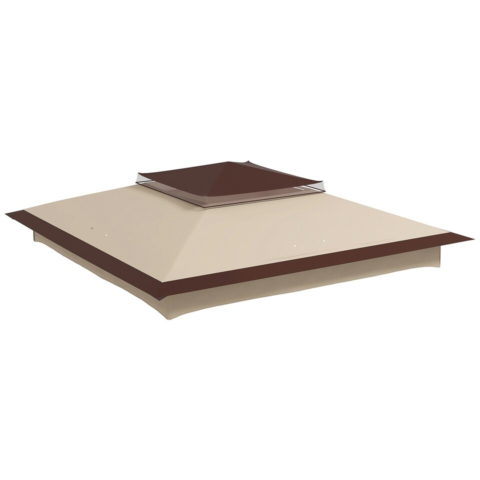 image 1 of Outsunny 3.25mx3.25m 2-Tier Gazebo Cover Replacement, 30+ UV Protection, Beige
