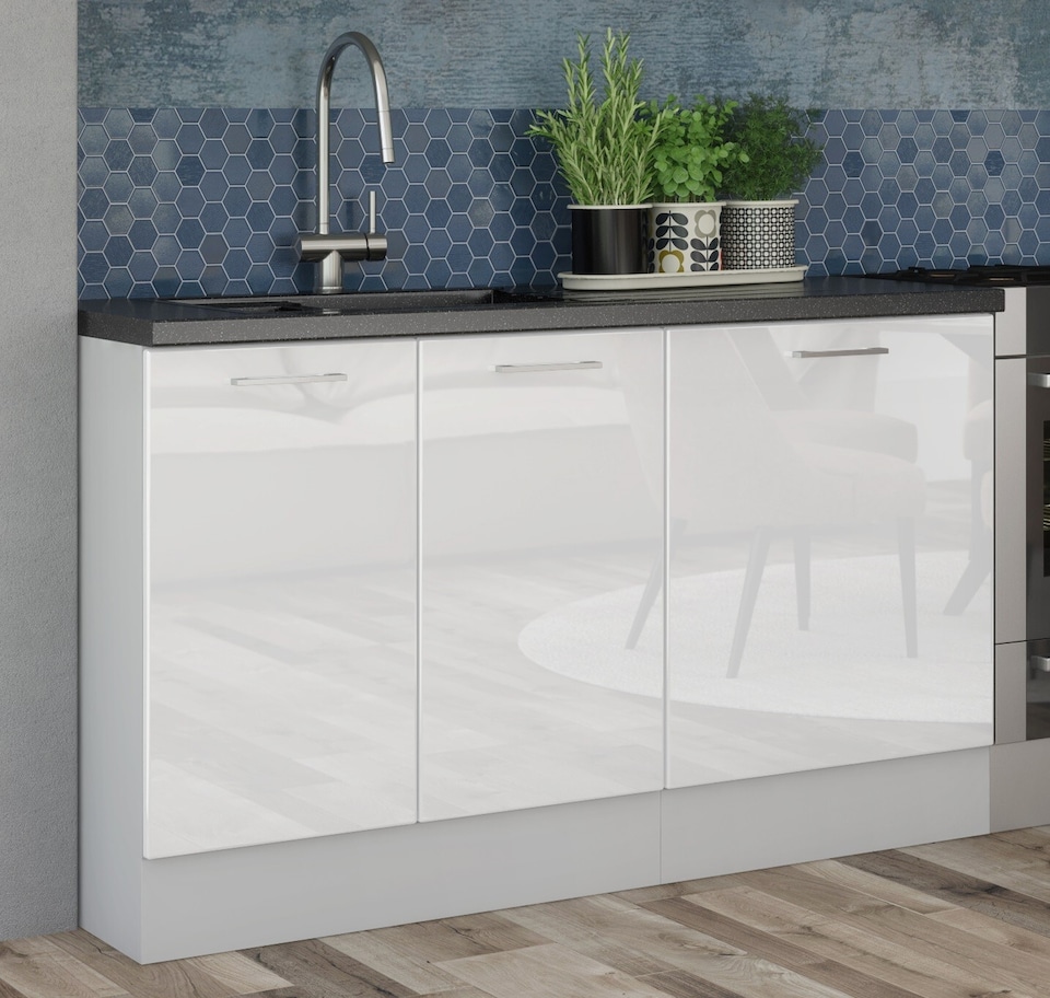image 1 of Ella Kitchen Cabinets 8 Unit Set Complete Fitted - White Gloss 2400mm