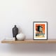 image 2 of Lifeguard Tower Pastel Orange Teal Blue Beach 9x7" Black Framed Wall Art Print