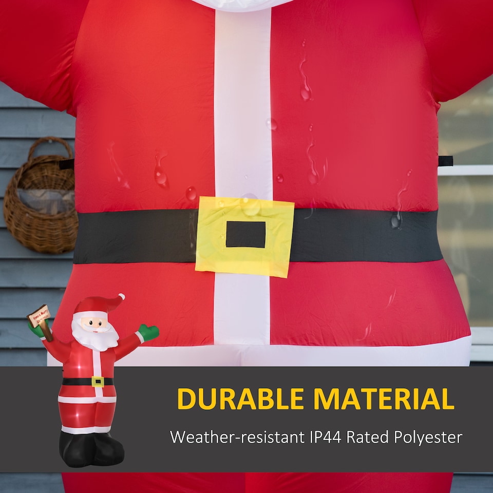 image 1 of Outsunny 8ft Inflatable Christmas Santa Claus Holds Light Sign of Blessings, BlowUp Outdoor LED Yard Display for Lawn Garden Party