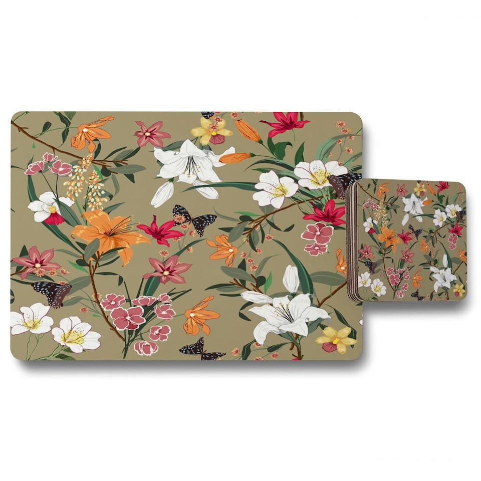Selection Of Flowers (Placemat & Coaster Set)