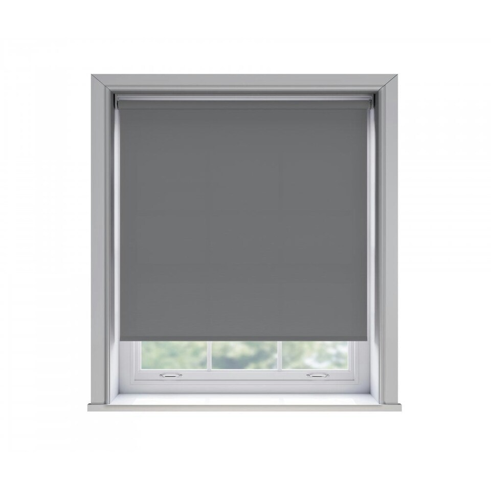 55cm No Drill Slate Grey Thermal Blackout Roller Blind (170cm Drop) Grey