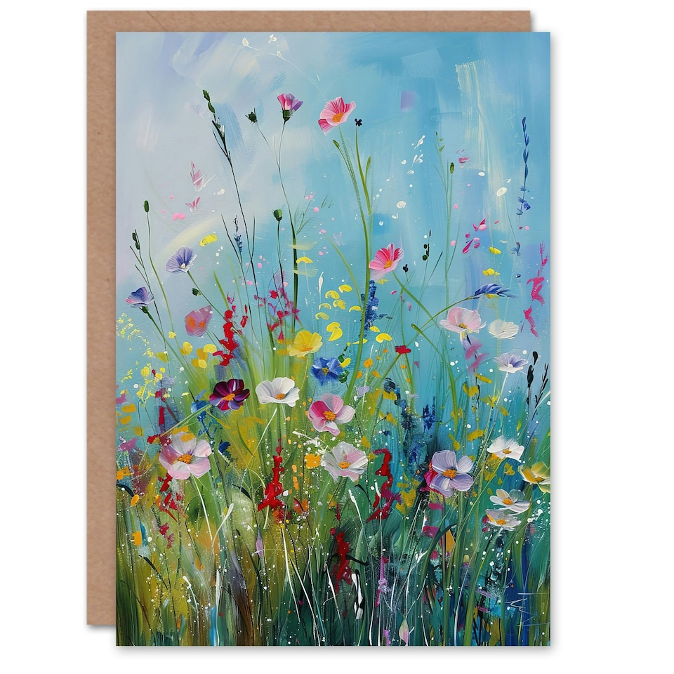 image 1 of Delicate Wildflower Meadow Floral Painting Birthday Card