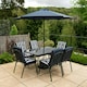 image 4 of Hectare 6 Seater Outdoor Furniture Rectangular Glass Table with Parasol Navy