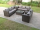 image 1 of Fimous 8 Seater Outdoor Rattn Garden Furniture Sofa Set Rectangular Coffee Table Lounge Sofa Chair With Side Coffee Table