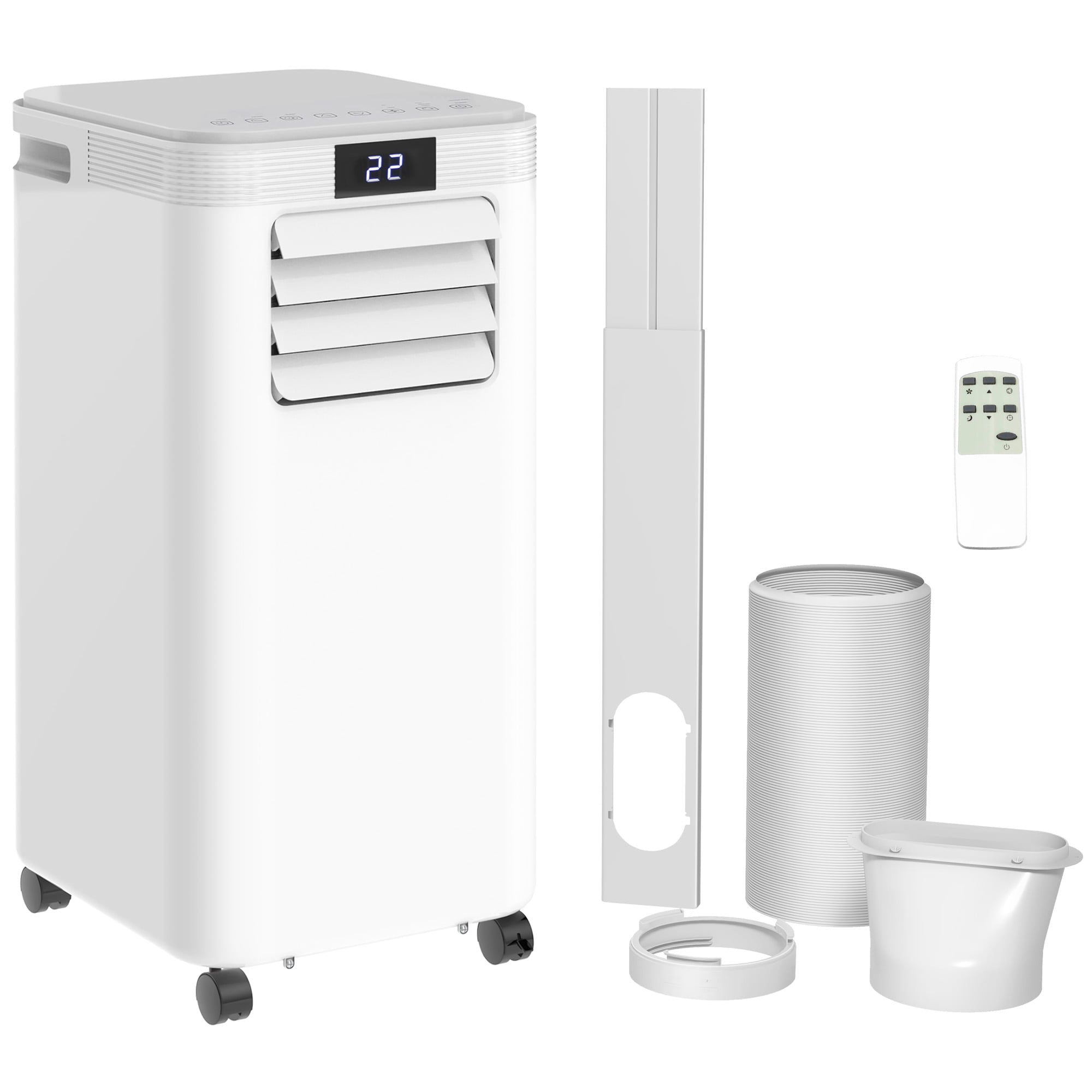 HOMCOM 8000 BTU Air Conditioning Unit, 4-in-1 Portable Air Conditioner, Dehumidifier, Cooling, Fan, Sleep Mode, with Remote Control, LED Display, 2 Speeds, 24H Timer, Window Venting Kit, 18