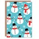 image 1 of Cute Snowman and Snowflake Pattern Blue Blank For Him Or Her Art Xmas Festive Christmas Card