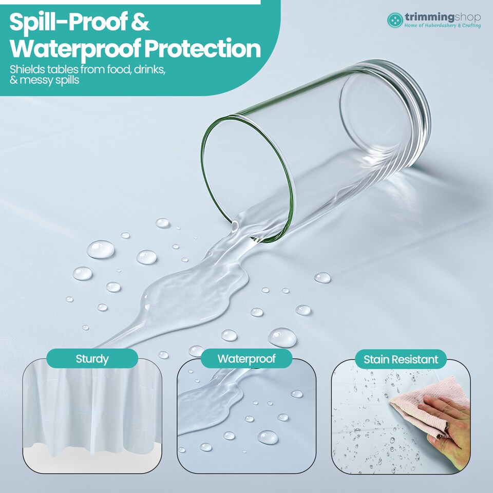 image 1 of Disposable Plastic Table Cover, Waterproof Tablecloth - 84 Inch