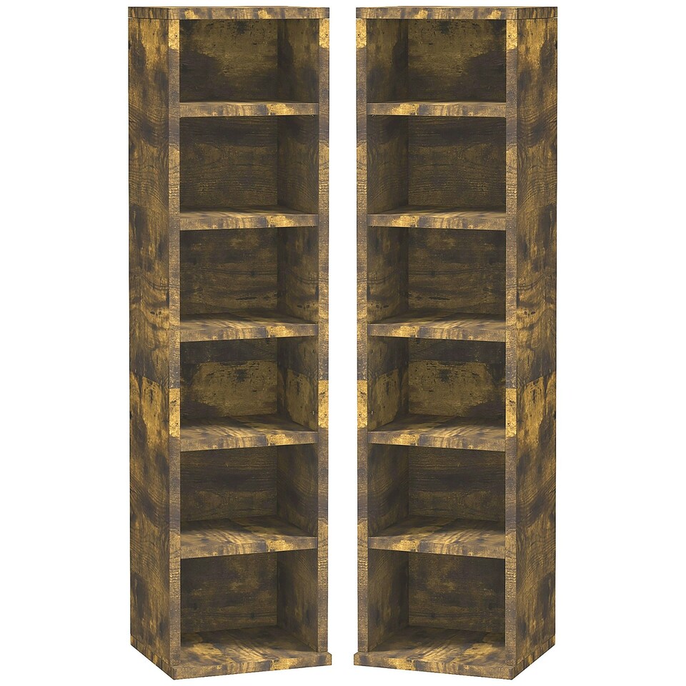 image 1 of 6 Tier Shelves Storage Unit Set Rustic Brown Brown | One Size