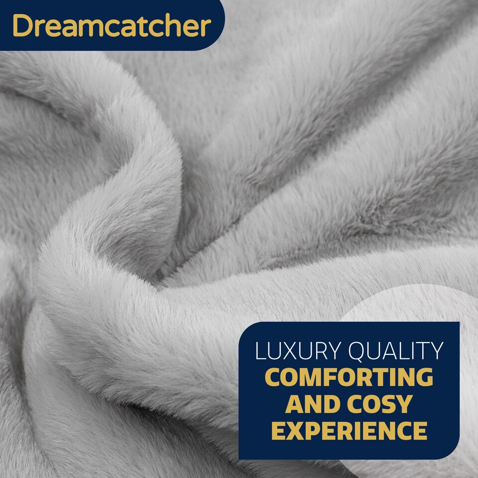 image 1 of Dreamcatcher Faux Fur Electric Heated Throw Blanket 160x130cm Light Grey | Grey | Grey | One Size | 1