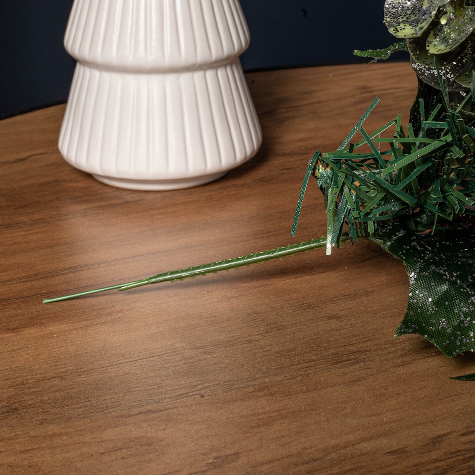 image 1 of 20cm Christmas Eucalyptus Pick with White Frosted Berries and Pinecone