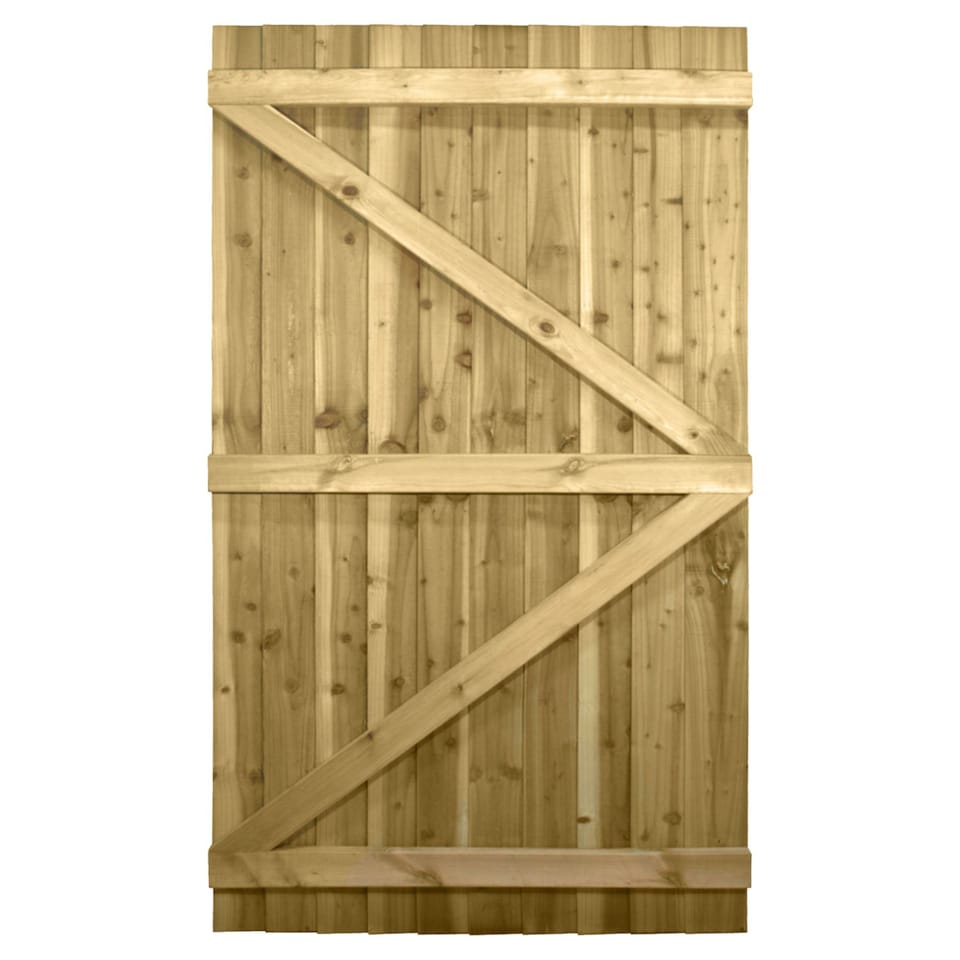 image 1 of Flat Top Wooden Garden Gate 6ft x 3.5ft Feather Edge Semi-Braced Treated Door