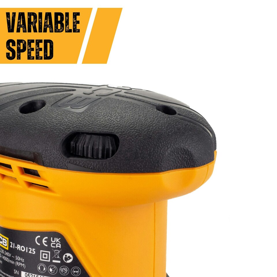 image 1 of JCB 320W Electric Random Orbital Sander 125mm 5'', 3 x Sanding Sheets, 3m Cable 21-RO125
