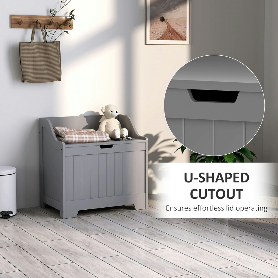 image 1 of HOMCOM Storage Trunk with Safety Hinge for Living Room, 56.4cm Grey