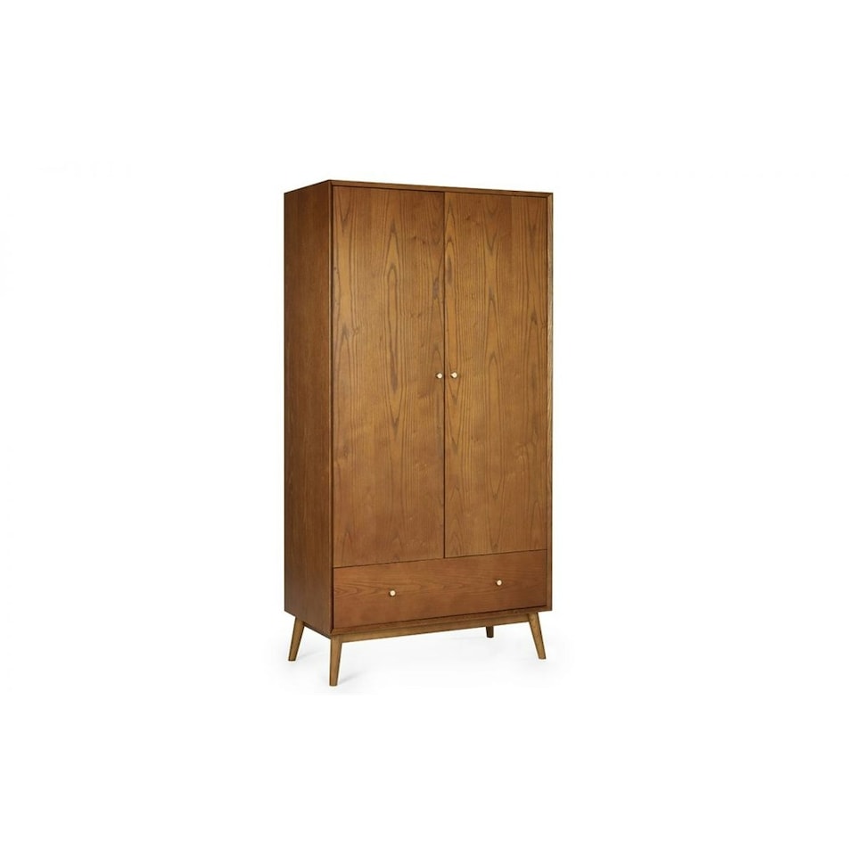 image 1 of Cherry Ash Wood Veneer 2 Door 1 Drawer Wardrobe