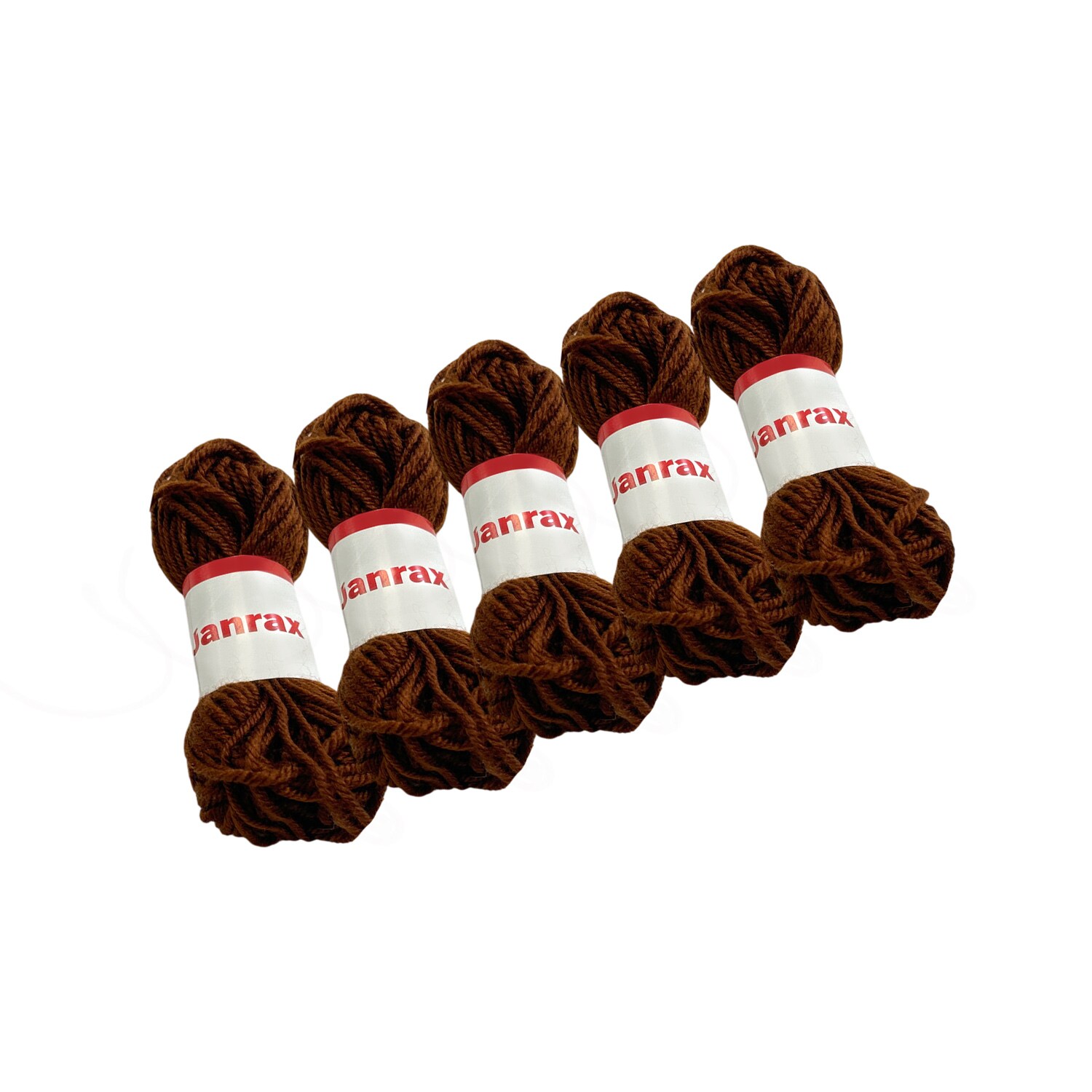 Pack of 5 Brown Acrylic Yarn Rolls â 10g each, 4 Strand 8 Ply Knitting Wool