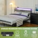 image 5 of HOMCOM LED King Bed Frame with Charging Station, 150 x 200cm, Cement Grey