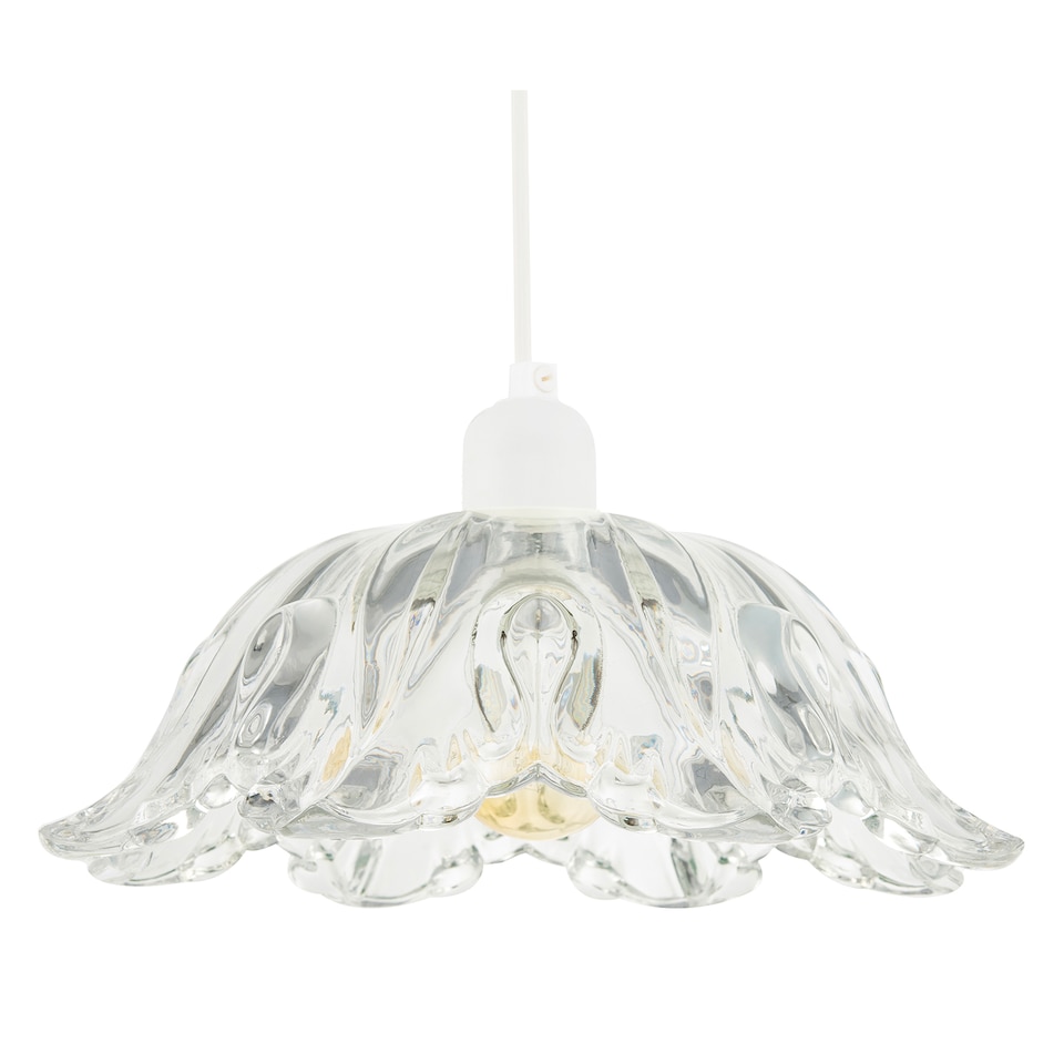 image 1 of Modern Scallop Rimmed Moulded Clear Glass Pendant Ceiling Light Shade