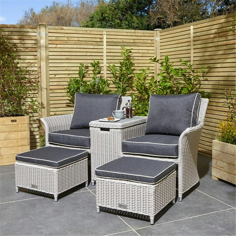 image 1 of 2 Seater Putty Grey Rattan Weave Garden Companion Set