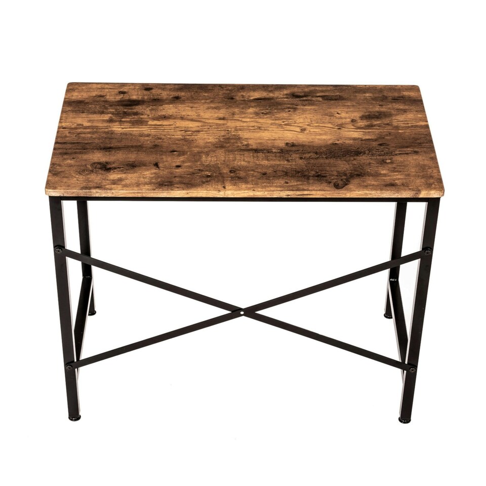 image 1 of Oypla 100cm Heavy Duty Industrial Writing Computer Desk Home Office Worktop Table Brown