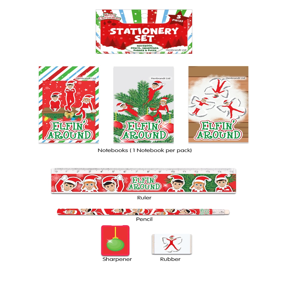 5 Pieces Elfin Around Christmas Stationery Set